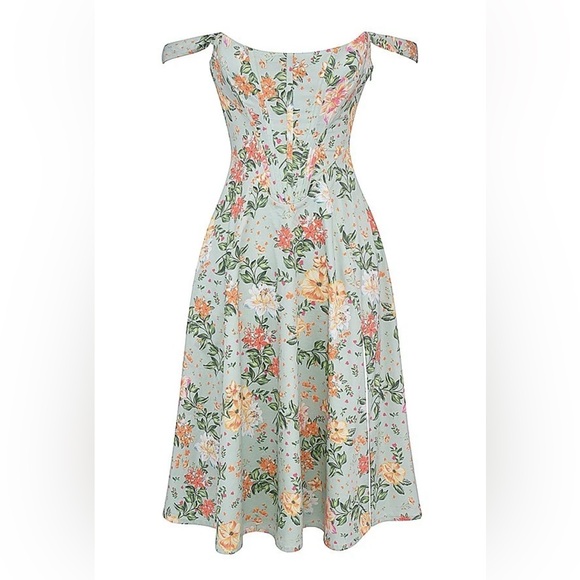House of CB Corset Midi Sundress Jade Floral Print - Picture 3 of 4